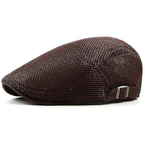 Herr Mesh Flat Cap Andningsbar Newsboy Gatsby Ivy Hatt Golf Körning Baker Taxi Chaufför Hatt Coffee