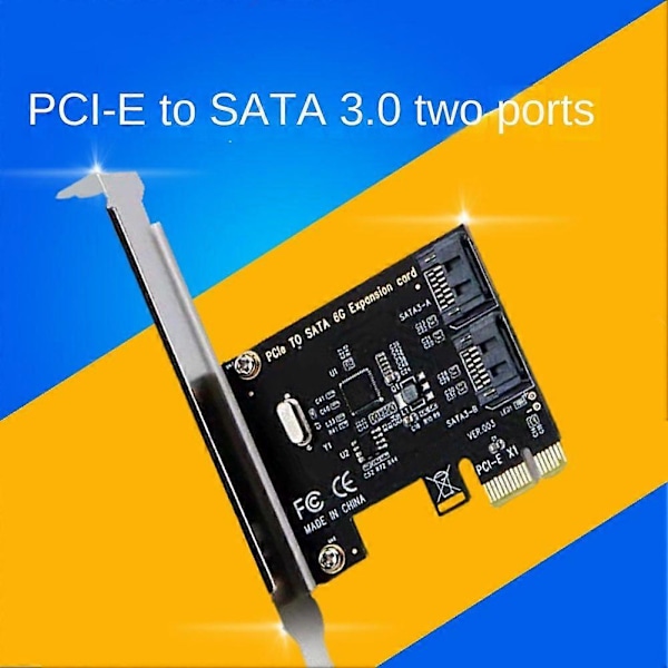 PCIE til SATA-kort PCI-E Adapter PCI til SATA3.0 Konverter 2-Port SATA III 6G Utvidelseskontroller Ca