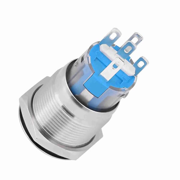 12V Hvid LED Bilmotor Start Stop Trykknap Kontakt Sølv Rustfrit Stål