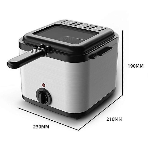 Elektrisk Frityrkoker Rustfritt Stål AC 1000W Multifunksjonell Frityrkoker Kjøkkentilbehør med Kurv EU Plugg 220V 230V