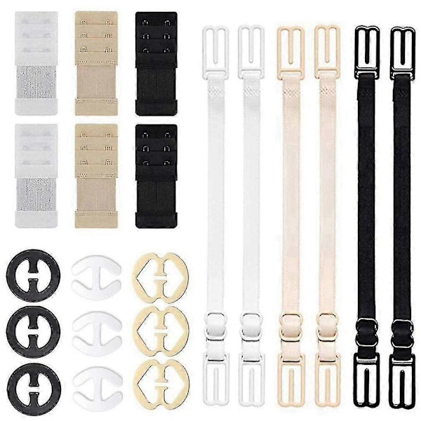 21 Dele BH Tilbehør, 6 Dele BH Forlængere + 6 Dele BH Strop Holdere + 9 Dele BH Clips