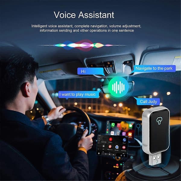 Trådløs CarPlay Adapter 2i1 Kablet til Trådløs CarPlay Android Auto Adapter, Trådløs Carplay Adapter med Usb