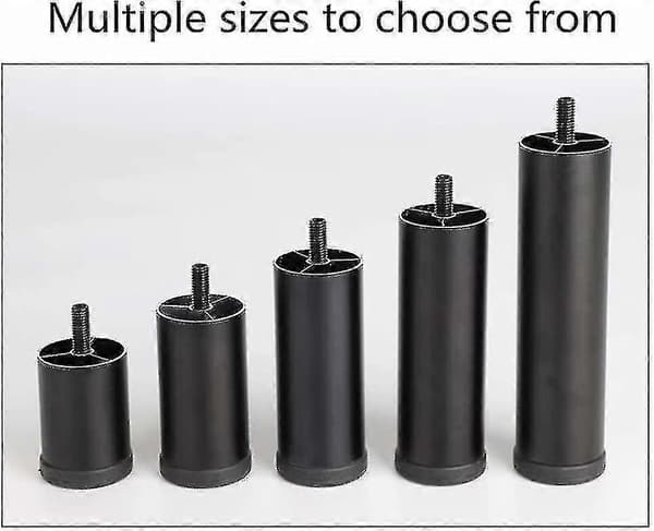 4 Justerbare Møbelben i Aluminium, Runde, 12cm-