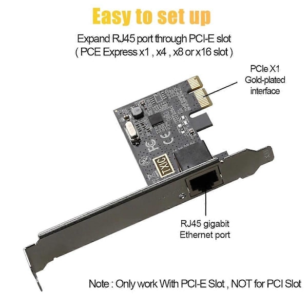 PCIE till RJ45 Nätverkskort 10/100/1000Mbps RJ45 PCI Express Converter LAN Ethernet Gigabit Adapter PCIe för Stationär Dator