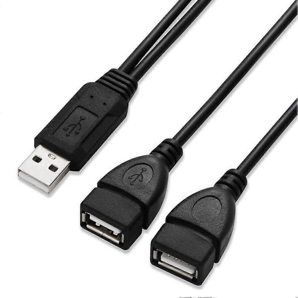 2 st USB 2.0 A Hane till 2 Hona Y Splitter Strömkabel Adapter Förlängningskablar
