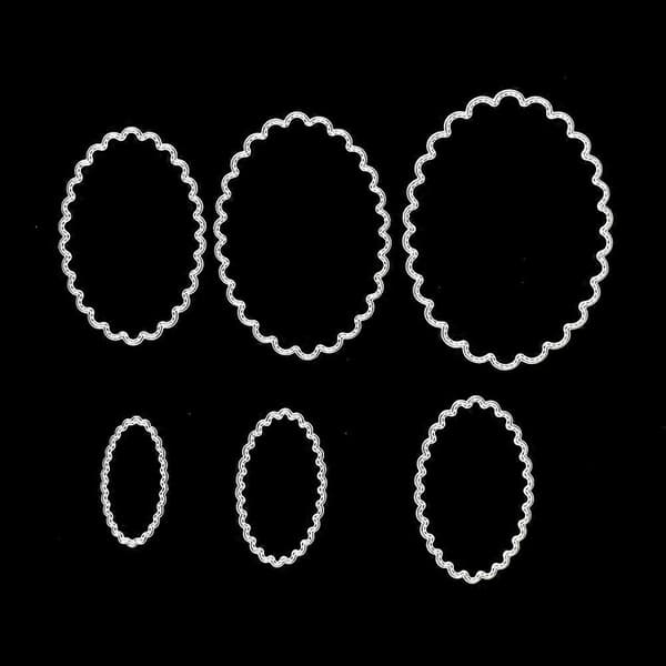Oval Cirkel Kammusling Ramme Skærestempler DIY Scrapbog Præge Papirkort Stencil