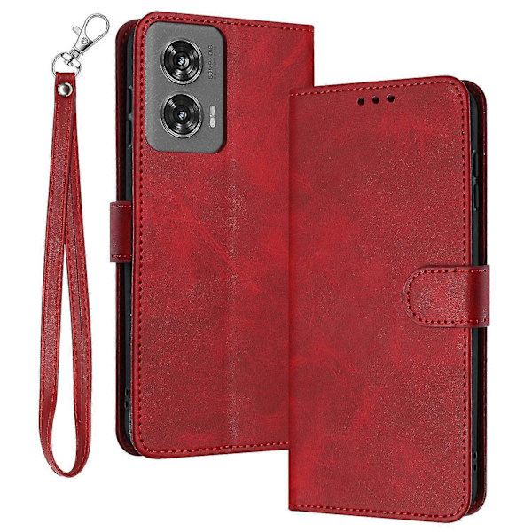 För Motorola Edge 50 Fusion 5G Fodral PU Läder Ställ Plånbok Stöttåligt Business Telefonskal Red