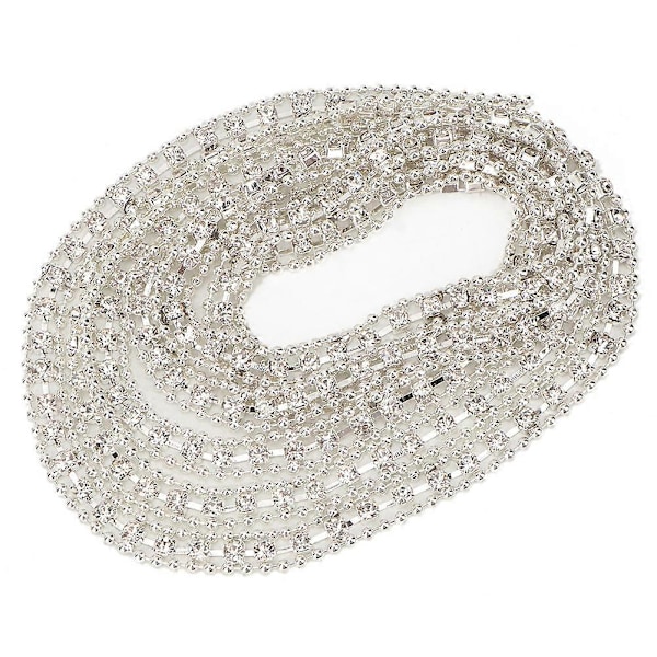 DIY Resin Diamant Kristall Strass Kedja Trim Band för Smyckestillverkning (Silver)