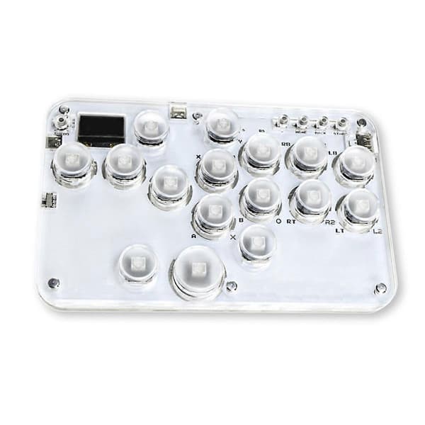 Arcade Stick 16-Tasters Controller med RGB & Turbo, Kompatibel med PC///Switch - Hot-Swappable Taster