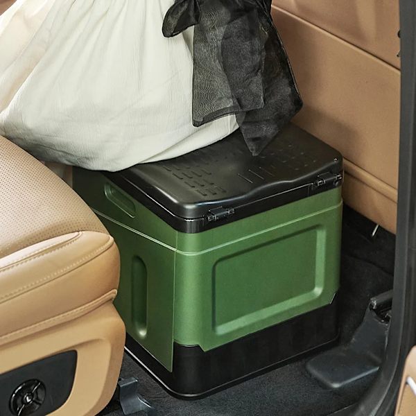 Bärbar hopfällbar toalett för camping, utomhuspotta för vuxna, toalett med lock för bil, picknick, bilorganisatör och förvaring black