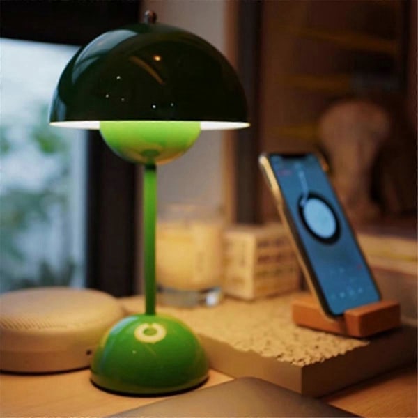 Sopp Blomsterknopp Oppladbare LED Bordlamper Skrivebord Nattlampe for Soverom Nattlys Enkel Moderne Dekorasjon Rød
