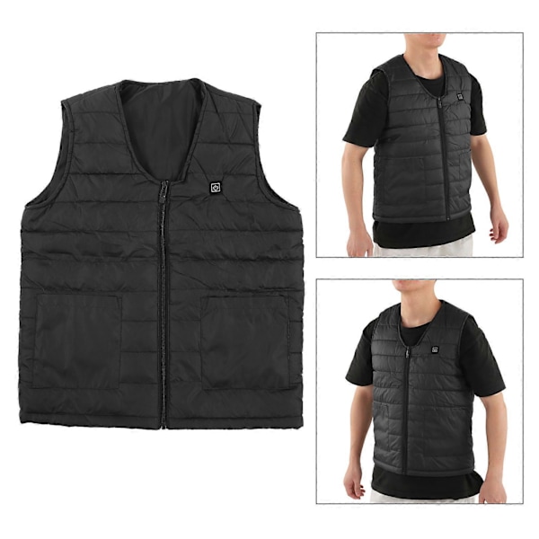 Oppvarmet Vest V-hals Smart Konstant Temperatur Pustende Varm Varmevest for Vinter Svart M