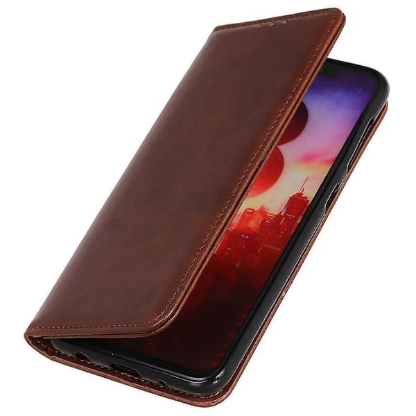 For Xiaomi Redmi 13c Deksel Splittet Lær Magnetisk Auto-absorbert Telefondeksel Coffee