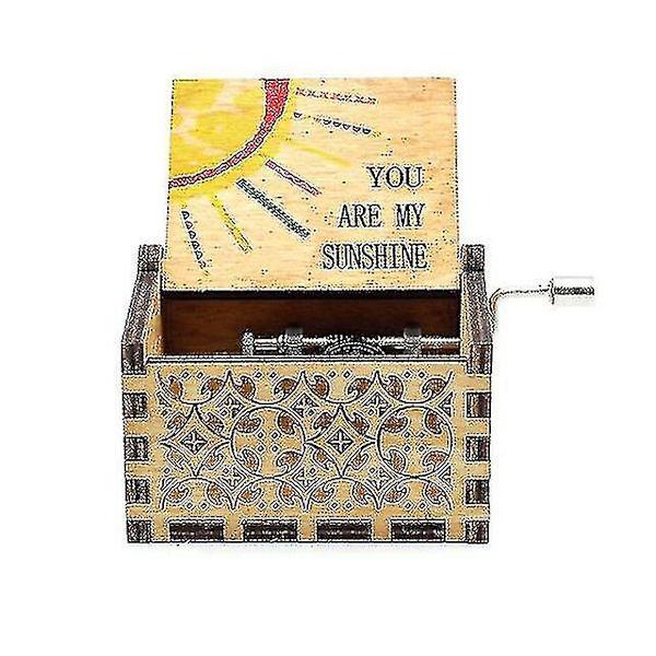 Handsnidad Speldosa i Trä med Handvev - You Are My Sunshine style 6