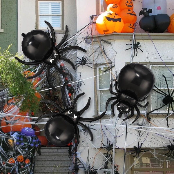 3d jätte halloween spindel aluminium film ballonger skrämmande spindelnät skräck realistisk spindel barn leksaker Happy Saints Day Party Dekor 3pcs5