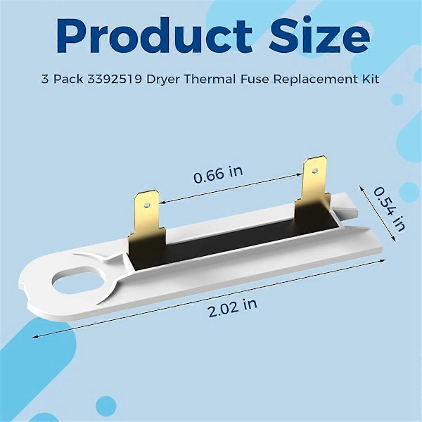 3392519 Tørretumbler Termosikring WP3392519 Udskiftning til Tørretumbler Termosikring Erstatter AP6008325 3388651 15 stk