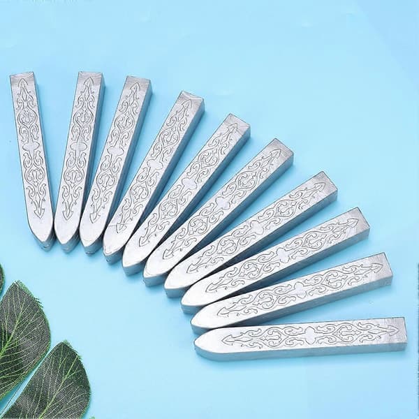 10 st Förseglingsvaxstavar? Retro Kärnlöst Pilmönster Kuvertförseglingsstämpel Tillbehör (Silver)
