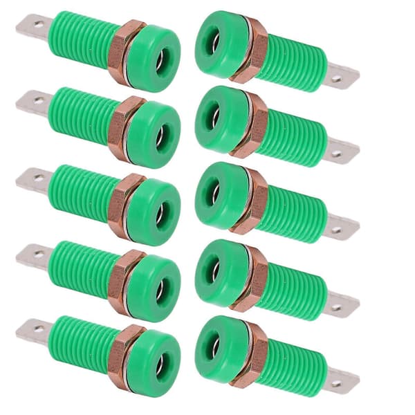 10 stk. 4 mm bananstik fatningsmontering bindepost stikadapterpanel til elektronisk instrument, grøn