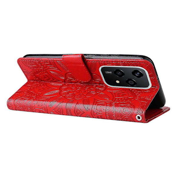 For Honor 200 Lite Etui med Præget Solsikke Magnetisk Telefonholder - Rød Red