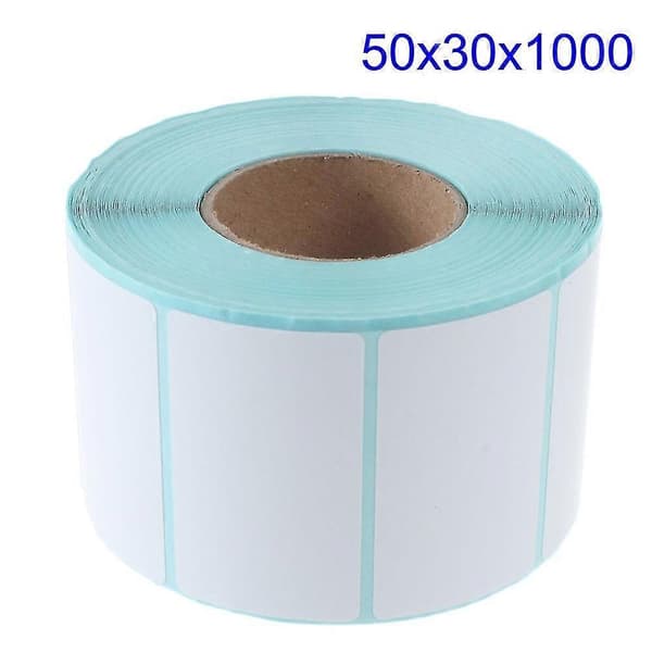1000 stk. 50 mm x 30 mm Printetiket Stregkode Nummer Termisk Papir Klæbende Mærkat