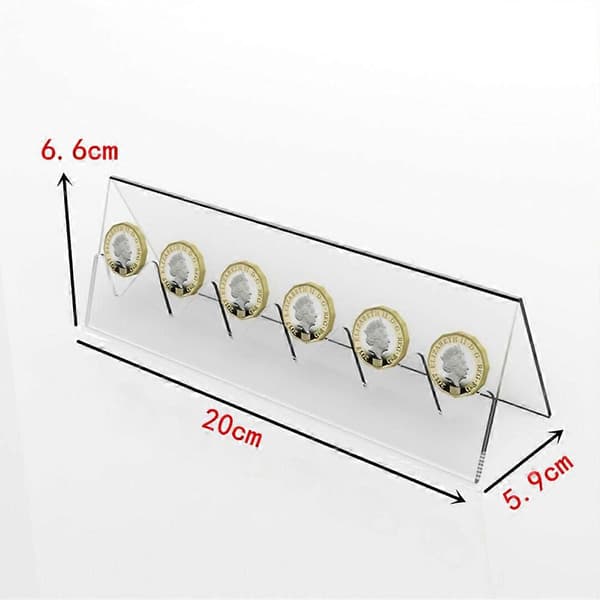 6-spors klar akryl minnemynt display rack holder stativ for samler