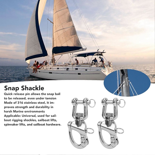2 KPL Snap Shackle 316 Ruostumaton teräs Pikakiinnitys Erittäin luja Universaali purjeveneen rikiin 128mm