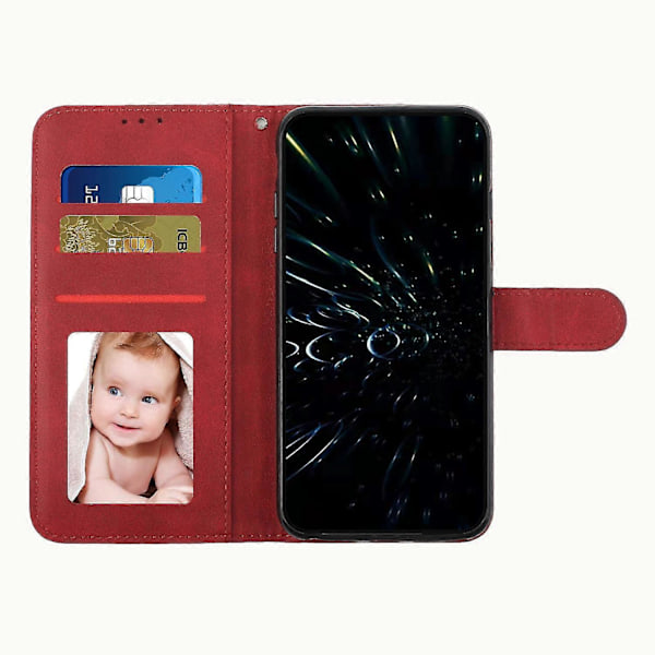 För Oppo Reno 8 5G Inhemsk/Reno 8 5G Utländsk Enkelt Tvåfärgat Kalvskinns Mobiltelefon Läderfodral Red