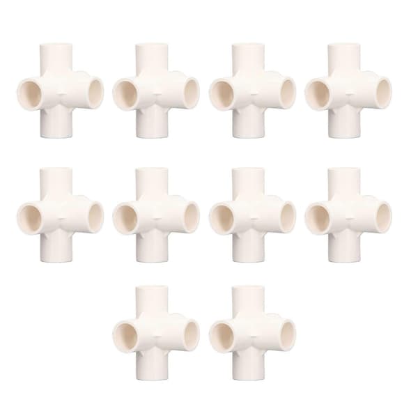 10 stk. PVC-rørfittings 20 mm 5-vejs retvinklet 3-dimensionel albue-rørforbindelse til møbler hvid