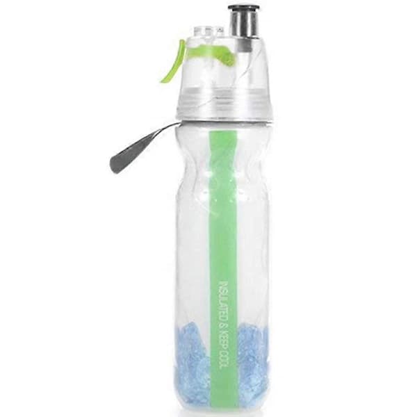 Vattenflaskor Isolerad Mist Spray Vattenflaska Dubbla Lager Iskall Flaska Sport Utomhus Drickskanna Grön