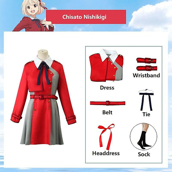 Plus Size Anime Comic Con Lycoris Recoil Cosplay Inoue Takina/nishikigi Chisato Kostym Lycoris Recoil Dam Cosplay Klänningsdräkt Black XXL