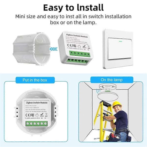 4-vejs On/Off Switch Graffiti Smart ZigBee Smart 4-vejs On/Off Switch Mini Skjult Boks Switch
