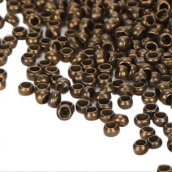 500 stk. Krympeperler Runde Afstandsperler Løse Stopper Terminatorer Tips til Halskæde Armbånd DIY Antik Bronze
