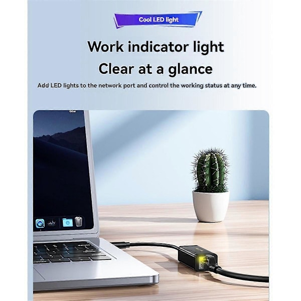 TYPE-C til Gigabit Ethernet Adapter USB-C 1000Mbps Nettverkskort Type-C til RJ45 Nettverkskort Lan for Bærbar PC Driver-Fri