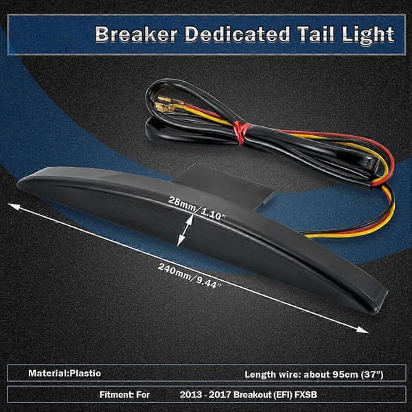 Motorcykel Bagspids LED Bremselygte Lampe til Breakout FXSB 2013 -2019 Bagspids Lys Sort Linse
