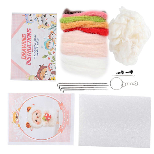 Nålfiltning Färgglad Får Docka DIY Materialpaket med Ritningar och Prylverktyg 205# Vit