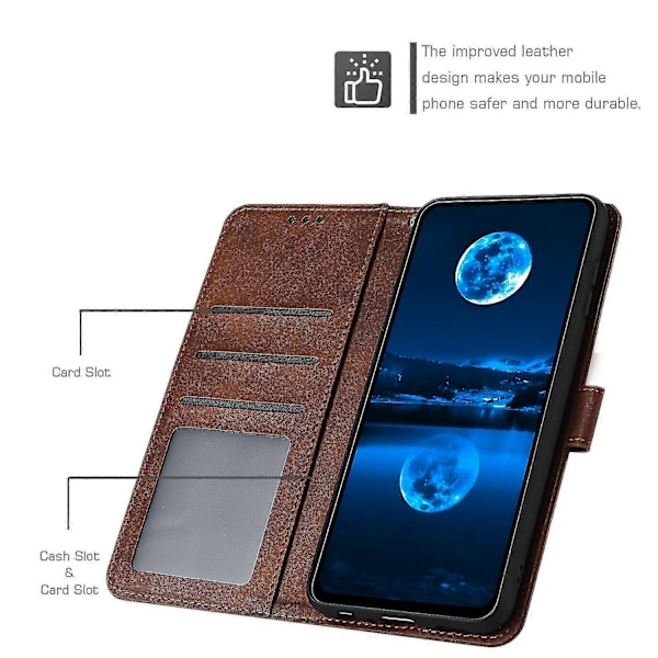 Til Motorola Edge 50 Fusion 5G Etui PU Læder Standpung Stødsikkert Business Telefon Cover Brown