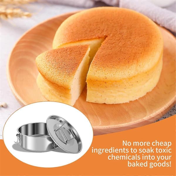 Flanform i rustfritt stål for baking 1.5QT Flanform med lokk Bærbar rund kakebakeform Flan Maker med dampstativ