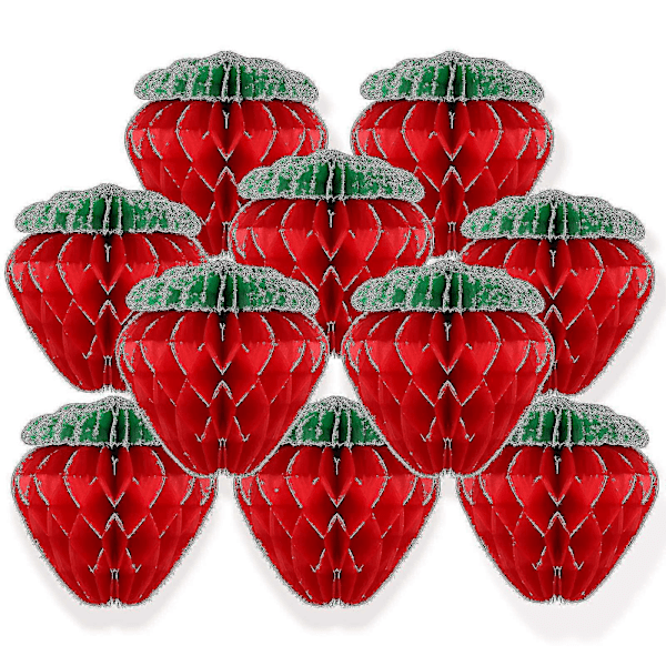 10 Stycken 15 cm Pappersjordgubbe Honeycomb Boll Silkespapper Jordgubbsboll För Jordgubbsfödelsedagsfest Dekoration