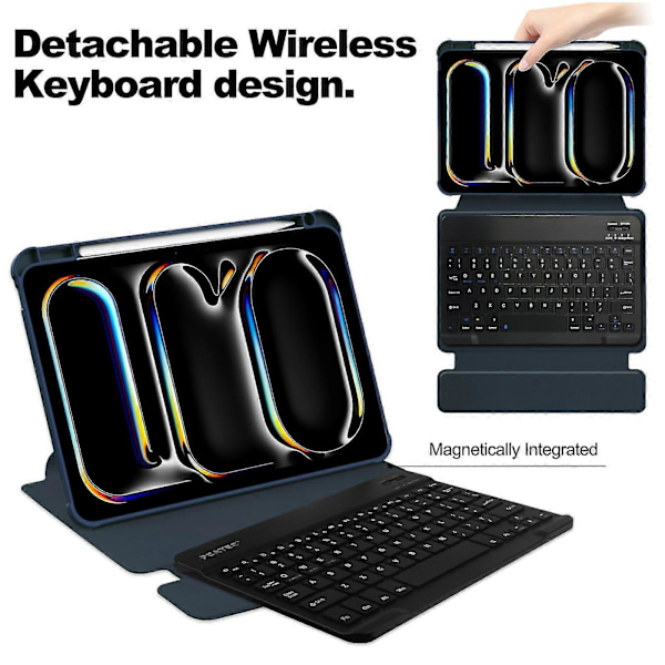 Tangentbord Smart Läderfodral För iPad Pro 11 2024 Dark Blue