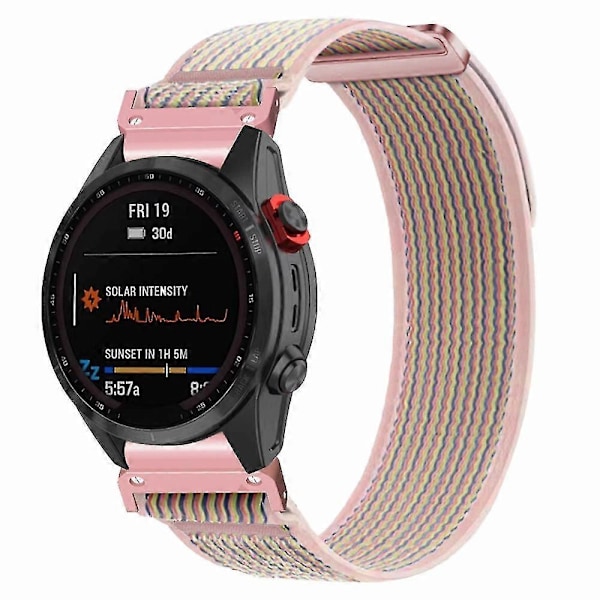 Til Coros Vertix 2 / Garmin Fenix 7X / 6X / 5X 26mm Trail Loop Nylonbånd Blød Urrem - R Sand Pink Pink