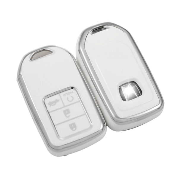 Bilnyckel Fob Skydd Enkel Stil TPU Fjärrkontroll Nyckellös Nyckel Fob Skyddsskal för Civic Avancier XRV Crider Fit CRV Silverkant Vit 4 Knappar
