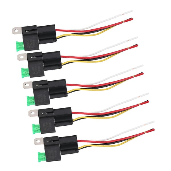 5 stk. Automotive Relæ 12V DC 30A 4 Ben 4 Lednings Interlocking Relæ Sokkel Sæt Kit til Køretøj