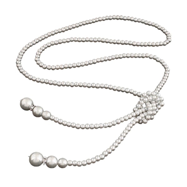 Faux Pärlhalsband Vit Färg Knutet Pärlformat Lång Tofs Halskedja Elegant Utsmyckning Legering Smycken Kvinnor Klänning Tröja Halsband Tillbehör Smycken