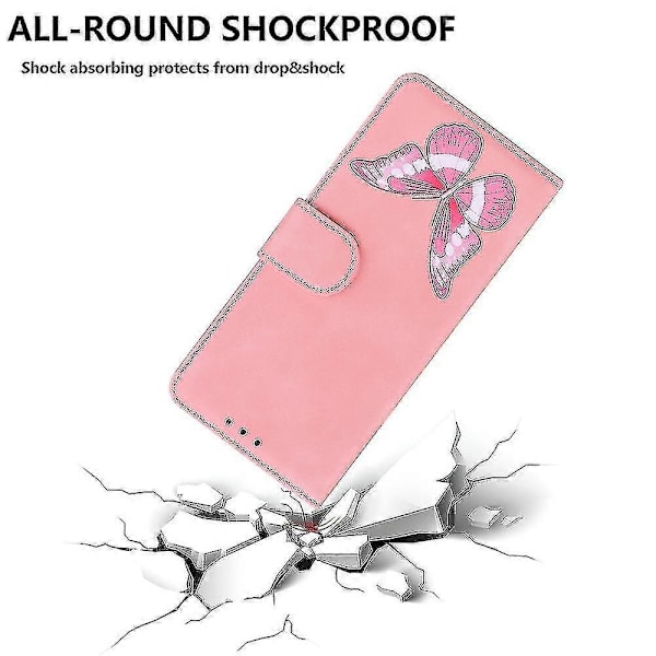 Fodral för Nokia X10/ X20 Fjäril Skydd Premium Läder Magnetisk - Rosa Pink