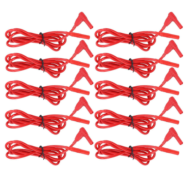 10 Set Multimeter Testkabel 4mm Hane till Hane Ledningar Banankontakt Adapter J.70018 Röd