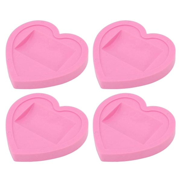 4 st Hjulkoppar Universella Rosa Hjärtmönster Gummi Lågt Ljud Skyddande Möbelkuddar