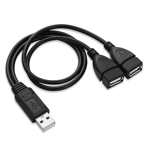 2 stk. USB 2.0 A Han til 2 Hun Y Splitter Strømkabel Adapter Forlængerkabler