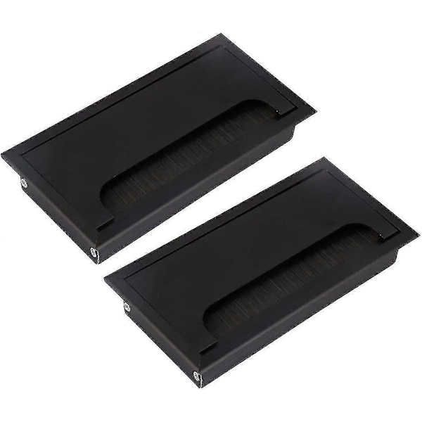 Suorakulmainen kaapelin läpivienti, 160 mm toimistopöydän johdonreikäkansi, alumiiniseoksesta valmistettu kotitietokonepöydän kaapelin ulostuloaukko, 2 kpl - Tw black