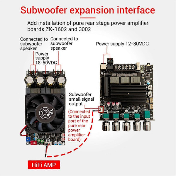 -ST21 Bluetooth Effektförstärkarkort 2.1 Kanal 2x100W+200W Subwoofer TPA3221 Digital Förstärkarmodul med Hölje