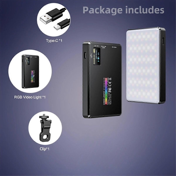 -120 RGB LED Kameralys Fullfarge Videolampe Kit Dimbar 2500K-9000K Tofarget Panellys